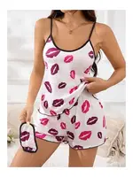 Uyku Bantlı Öpücük Desenli Askılı Şor Takım missisX 3038 görsel 4