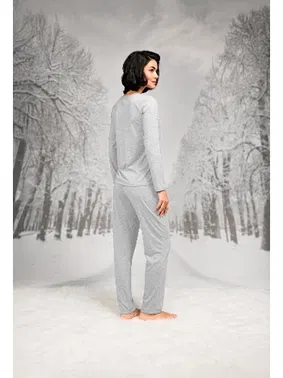 Doreanse Uzun Kollu Dantel V Yaka Kadın Pijama Takım Doreanse 26K4105 - Alternatif Görünüm