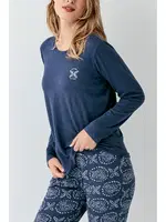 Uzun Kollu Desenli Mavi Kadın Pijama Takımı Arnetta 3400-S Mavi farklı açı