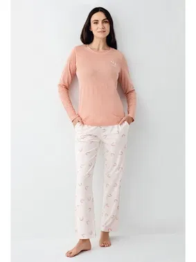 Pierre Cardin Uzun Kollu Kalp Desenli Cepli Kadın Pijama Takımı Pierre Cardin PC9061-S - Alternatif Görünüm