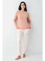 Uzun Kollu Kalp Desenli Cepli Kadın Pijama Takımı Pierre Cardin PC9061-S Pembe detay görünüm