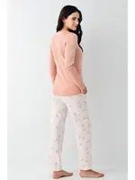 Uzun Kollu Kalp Desenli Cepli Kadın Pijama Takımı Pierre Cardin PC9061-S Pembe görsel 4