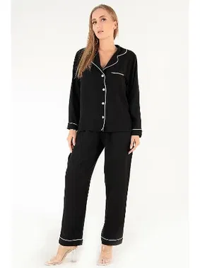 DOREMI Uzun Kollu Siyah Kadın Pijama Takım DoReMi 002-000081