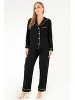 Uzun Kollu Siyah Kadın Pijama Takım DoReMi 002-000081 Siyah