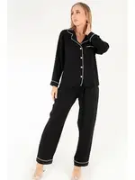 Uzun Kollu Siyah Kadın Pijama Takım DoReMi 002-000081 Siyah detay görünüm