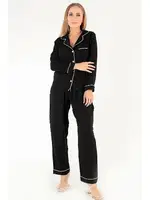 Uzun Kollu Siyah Kadın Pijama Takım DoReMi 002-000081 Siyah görsel 4