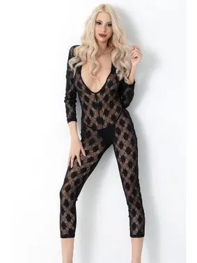 SHE Uzun Kollu Transparan Dantel Dekolteli Siyah Fantezi Tulum SHE 2116 - Alternatif Görünüm