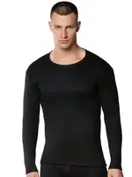 Uzun Kollu Yuvarlak Yaka Termal Erkek Üst Gümüş 4054  Siyah detay görünüm