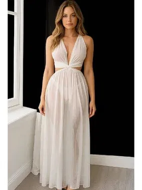 Venlisa Sırt Dekolteli Uzun Transparan Fantazi Tül Gecelik Venlisa 2503