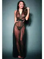 Sırt Dekolteli Uzun Transparan Fantazi Tül Gecelik Venlisa 2503 Siyah farklı açı