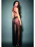 Sırt Dekolteli Uzun Transparan Fantazi Tül Gecelik Venlisa 2503 Siyah görsel 4