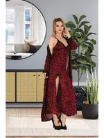 Uzun Yandan yırtmaçlı Kadın Sabahlık Gecelik İzabel US-6010