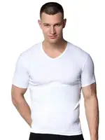 V Yaka Pamuklu Kısa Kollu Erkek Atlet Fanila Gümüş 4051 Beyaz