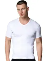 V Yaka Pamuklu Kısa Kollu Erkek Atlet Fanila Gümüş 4051 Beyaz detay görünüm