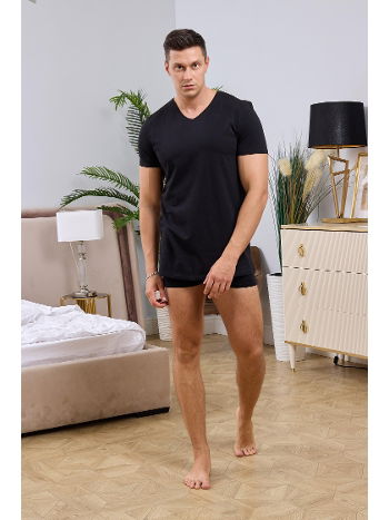 V Yaka Siyah Erkek T-Shirt Darkzone 8611