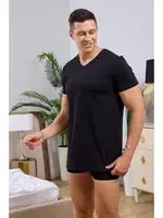 V Yaka Siyah Erkek T-Shirt Darkzone 8611 Görsel farklı açı