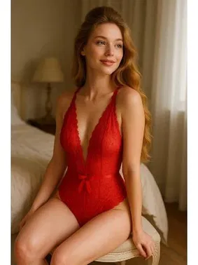 Venlisa V Yaka Transparan Dantel Fantazi Kadın Body Venlisa v2902 - Alternatif Görünüm