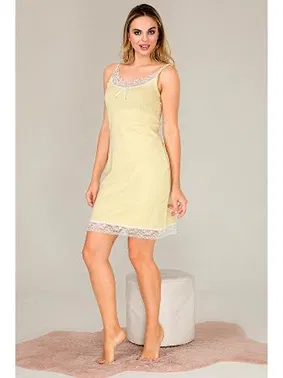 Lady Viskon Dantelli İnce Askılı Kadın Tunik Gecelik  Lady 5512