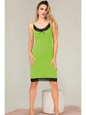 Lady Viskon İnce Askılı Kenarları Dantel Kadın Tunik Gecelik  Lady 5530 - Alternatif Görünüm