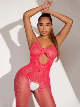 Vivaldy Fileli Kendinden Desenli Fantazi Kadın Vücut Çorabı Vivaldy 4042 - Alternatif Görünüm