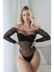 Vivaldy Uzun Kollu Taşlı Fantazi Body Vücut Çorabı Vivaldy 4832