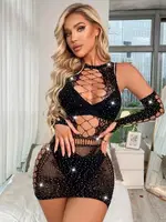 Eldivenli Taşlı Erotik Kadın Vücut Çorabı Vivaldy 4850 Görsel görsel 4