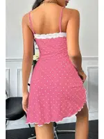 Yakası Dantel Minik Kalpli Askılı Kısa Gecelik Ruselin 5069 Pembe görsel 5