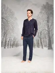 Doreanse Yakası Düğmeli Cepli Uzun Kollu Erkek Pijama Takım Doreanse 26K4599