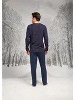 Yakası Düğmeli Cepli Uzun Kollu Erkek Pijama Takım Doreanse 26K4599 Lacivert detay görünüm