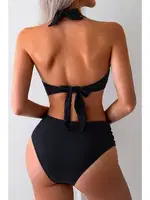 Yandan Büzgülü Bikini Takım (Çıkartılabilir Kaplı) Angelsin MS 4300 Siyah detay görünüm