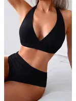 Yandan Büzgülü Bikini Takım (Çıkartılabilir Kaplı) Angelsin MS 4300 Siyah farklı açı