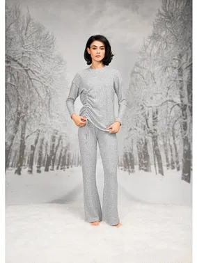 Doreanse Yandan Büzgülü Kadın T-Shirt İspanyol Paça Pantolon Takım Doreanse 26K4098