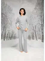 Yandan Büzgülü Kadın T-Shirt İspanyol Paça Pantolon Takım Doreanse 26K4098 Gri