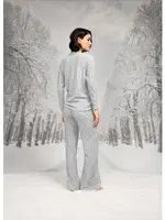 Yandan Büzgülü Kadın T-Shirt İspanyol Paça Pantolon Takım Doreanse 26K4098 Gri detay görünüm