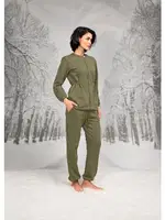 Yanları Büzgülü Fermuarlı Kadın Pijama Takımı Doreanse 26K4090 Yeşil