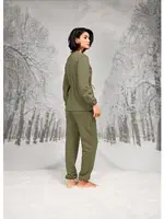 Yanları Büzgülü Fermuarlı Kadın Pijama Takımı Doreanse 26K4090 Yeşil detay görünüm