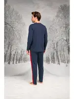 Yanları Şeritli Yuvarlak Yaka Cepli Erkek Pijama Takım Doreanse 26K4608 Lacivert detay görünüm