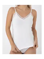 Yanları Transparan Dantelli Kadın İp Askılı Atlet Confeo C801-006  Beyaz detay görünüm