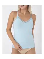 Yanları Transparan Dantelli Kadın İp Askılı Atlet Confeo C801-006  Mavi görsel 13