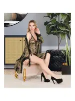 Yaprak Desenli Kısa Gecelik Sabahlık Takım 7004 İzabel 7004 farklı açı