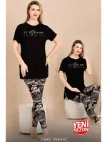 Yeni Sezon Tayt Kısa Kollu Pijama Takımı Lady 12485