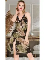 Yeşil Desenli Tunik Fantezi Gecelik İzabel T-1010 Yeşil