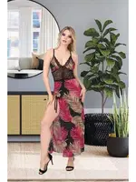 Yırtmaçlı Uzun Dantelli Fantazi Gecelik İzabel 2004 Siyah