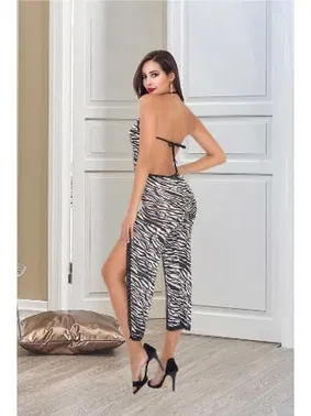 İzabel Yırtmaçlı Zebra Desenli Fantazi Gecelik Tulum İzabel 507 - Alternatif Görünüm