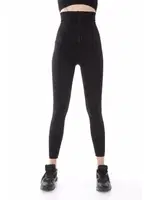 Yüksek Bel Agraflı Sıkılaştırıcı İki Beden İnceltici şekillendirici Siyah Korse Tayt Agraf1452 Siyah görsel 4