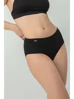 Yüksek Bel %100 Doğal Pamuk Likralı Rahat Kalıp Kadın Bato Külot Miorre 002-202020 Siyah görsel 7