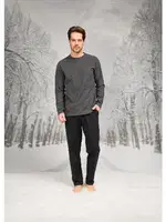 Yuvarlak Yaka Cepli Uzun Kollu Erkek Pijama Takım Doreanse 26K4597 Gri