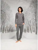 Yuvarlak Yaka Desenli T-shirt Cepli Pantolon Takım Doreanse 26K4100 Gri