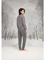 Yuvarlak Yaka Desenli T-shirt Cepli Pantolon Takım Doreanse 26K4100 Gri detay görünüm