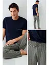 Yuvarlak Yaka Kısa Kollu Çizgili Cepli Erkek Pijama Takımı Arnetta 3011-X